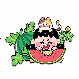 动漫吃瓜插画,趣味横生的视觉盛宴